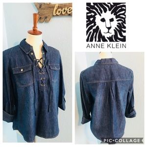 Anne Klein Top Denim NWT